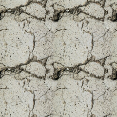 Fototapeta premium Seamless texture of a concrete wall with cracks for 3D modeling and design.