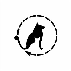 Dog silhouette logo design with cat on negative space.