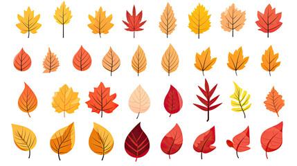 Obraz premium Autumn leaves set.Leaves icon set. Silhouette style