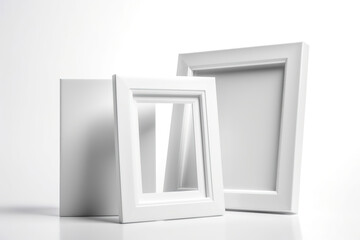 White modern photo frames on a white background
