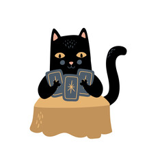 Black Cat With Tarot Cards