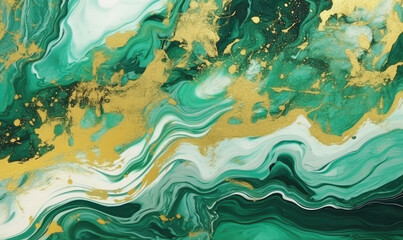 Fototapeta na wymiar Texture of malachite stone background. Watercolor stains wallpaper. For banner, postcard, book illustration. Created with generative AI tools