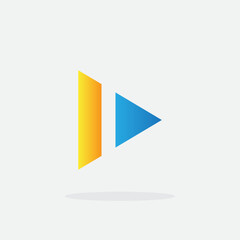 Play button for media app logo. Streaming service app Logotype. Multimedia player icon design element for Music and movie start sign, audio and video editor logo
