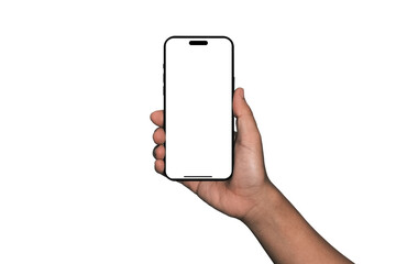 Smartphone similar to iphone 16 with blank white screen for Infographic Global Business Marketing...