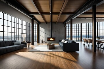 Obraz premium Attic inside a building portrayed in