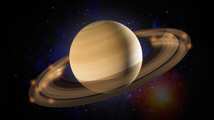 Saturn 3D Render, 8K Galaxy Background