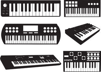 Music Keyboard Silhouette Vector Pack