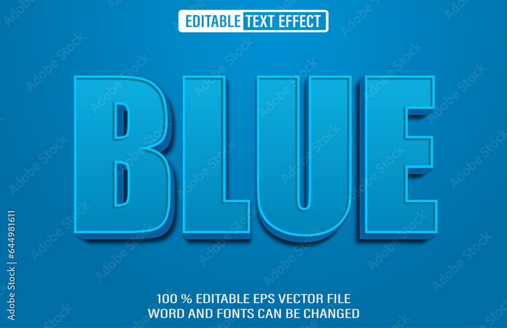 Poster blue editable text effect 3d style template