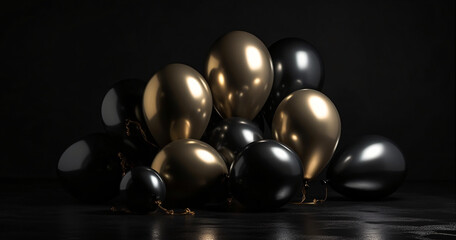 Naklejka premium Black and gold balloons celebration decoration