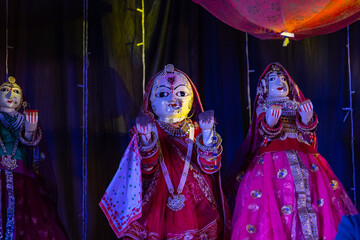 Gangaur, Colorful handmade wooden puppet of gangaur during a festival in bikaner, rajasthan.