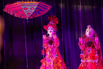Gangaur, Colorful handmade wooden puppet of gangaur during a festival in bikaner, rajasthan.