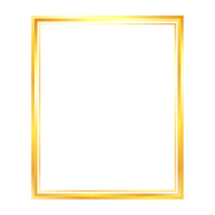 gold frame isolated on white background. Rectangle Golden Frame Png