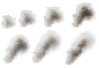 Smoke set isolated transparent background 3d rendering
