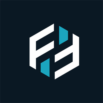 FF geometric letter logo design with hexagonal concept.