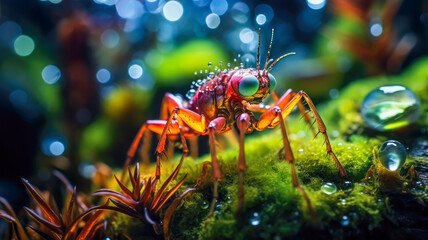 Fototapeta premium Macro Welt. Insekten in der Natur. Generiert mit KI