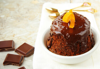 chocolate fondant dessert with chocolate sauce