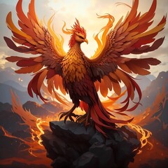 A Phoenix reborn from the ashes, a symbol of new life, Generative AI