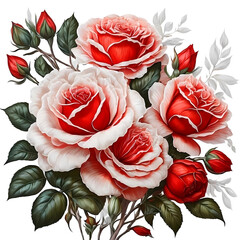 Painting of red roses, Generative AI