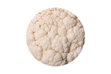 Beautiful swing of fresh white cauliflower on a dark concrete background