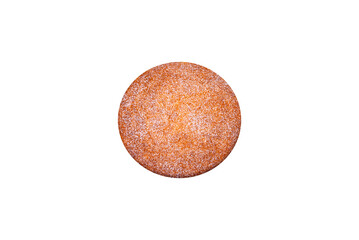 Pumpkin pie on marble cutting board. Dark background. Copy space