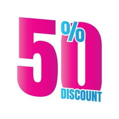 50% discount deal sign icon, 50 percent special offer discount vector, 50 percent sale price reduction offer design, Friday shopping sale discount percentage icon design