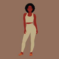 Fototapeta na wymiar Modern fashionable black woman in elegant art style vector