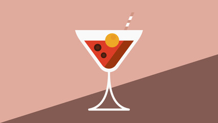 Modern flat, martini, cocktail glass illustration vector.