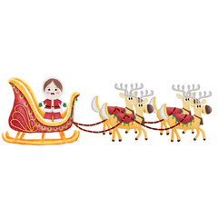 Christmas sleigh with Santa girl 