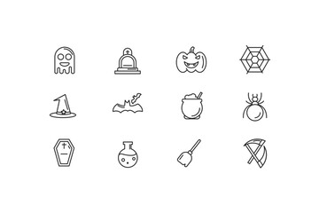 Collection of halloween line icons set design vector