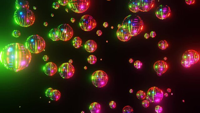 Falling disco balls neon flashing VJ loop