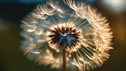  Dandelion Seed Head in Nature. A close-up of a delicate dandelion seed head against a blurred natural backdrop, symbolizing growth and new beginnings.. © Quardia Inc.