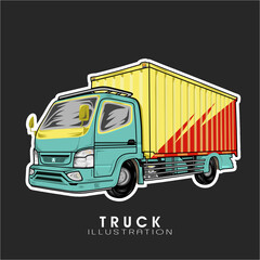 Truck box illustration green and yellow color