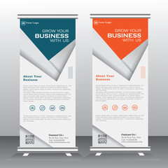 roll up business brochure flyer banner design vertical template vector, cover presentation abstract geometric background, modern publication x-banner - vector