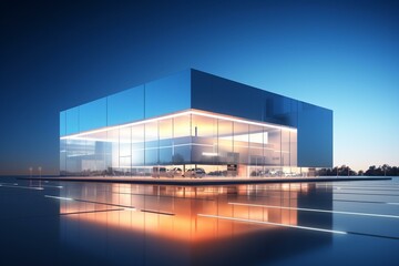 Sleek commercial building with space for ads or product display. Generative AI
