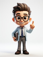 a happy 3d business man on transparent white background	