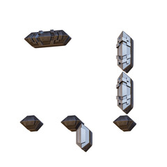 Space Futuristic Metal 3D Alphabet or Lettering