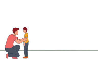 Vector Illustration of father gives encouragement to his son. desperate boy, father's advice to his son. fathers day object for presentation with flat design