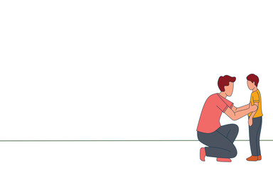 Vector Illustration of father gives encouragement to his son. desperate boy, father's advice to his son. fathers day object for presentation with flat design