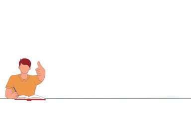 Vector illustration about study successfully concept. thumbs up for success.write success achieved with flat design graphic for presentation