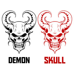 Monochrome illustration of a demon skull vector. Skull face with horn design element for logo, label, emblem, sign, brand mark, poster, t-shirt print.
- PNG, Transparent Background