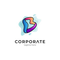 Colorful letter B logo vector with water splash shape
