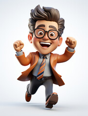 a happy 3d business man on transparent white background	