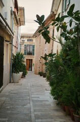 Fototapeta na wymiar narrow street of alcudia mallorca