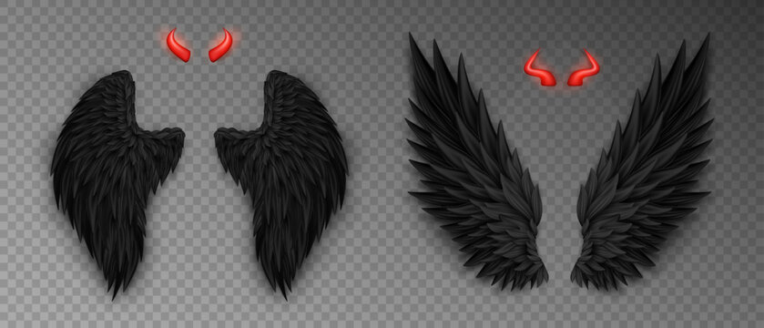 Premium Vector  3d black realistic devil wings isolated on transparent  background vector animal or angel wings