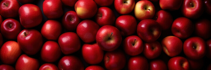 Fototapeta na wymiar Red apples at local farmer market, banner