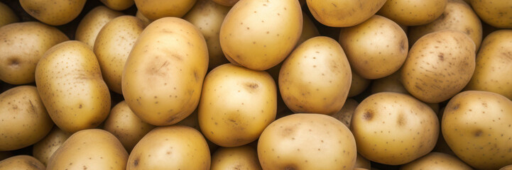 Potatoes harvest, eat local, organic market food, banner