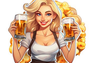 woman with beer. Generative Ai