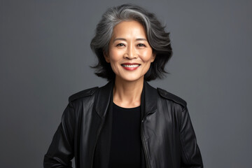 Fototapeta premium mature beautiful asian woman with gray hair