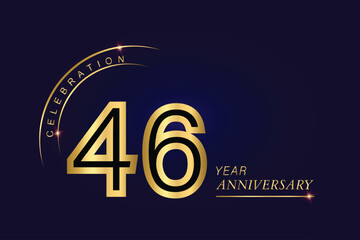 46 year anniversary vector banner template.Dark Blue Golden Royal anniversary Graphics Background.Growing Elegant Shine Spark. Luxury Premium Corporate Abstract Design