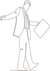 continuous line drawing of a successful male businessman